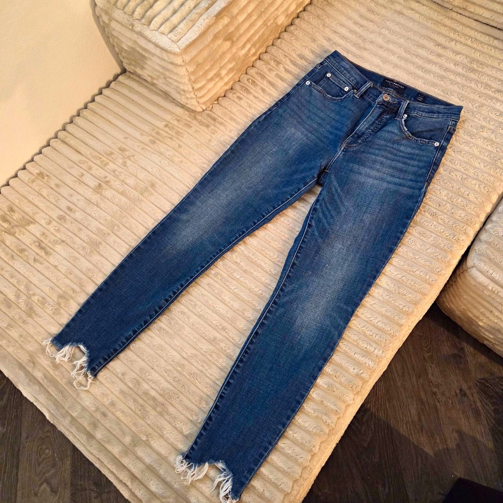 Lucky Brand Bridgette High Rise Skinny Jeans 4/27 Ankle Frayed Raw Hem Blue